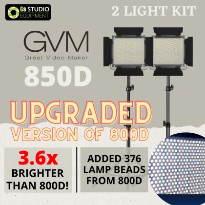 GVM 850D High Beam RGB Bi-Color 2 Light Kit High Power Video Light 18000 Lux 3200K-5600K